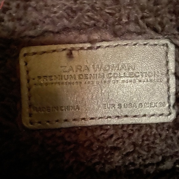 Zara Black Denim Jacket With Faux Red Fur - Picture 5 of 5